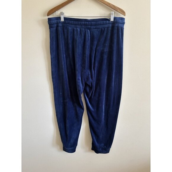 J. Crew Factory 90s Y2K Cropped Jogger Pants Midnight Blue Velour Women's XL - Picture 4 of 9